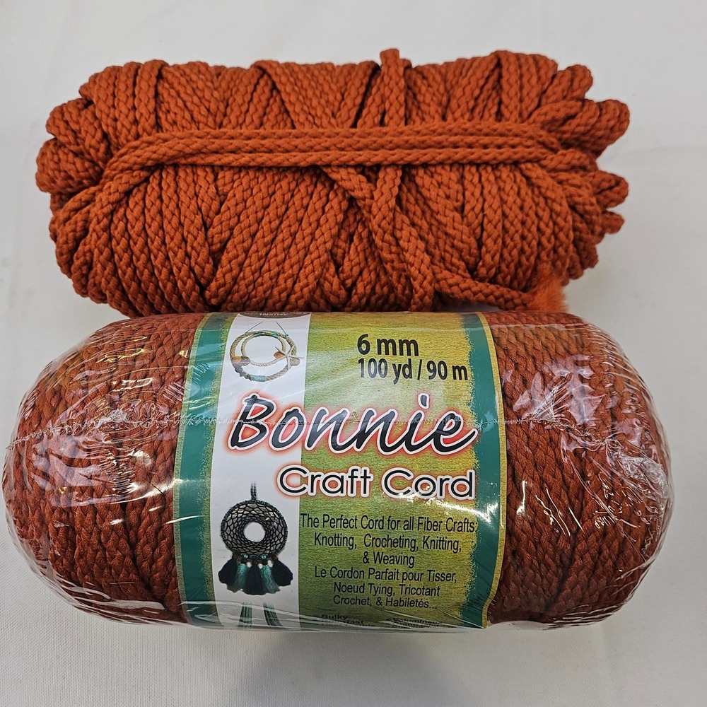 Pepperell Bonnie Craft Cord 6mm 100yd Rust Orange Macrame Polypropylene Yarn Lot